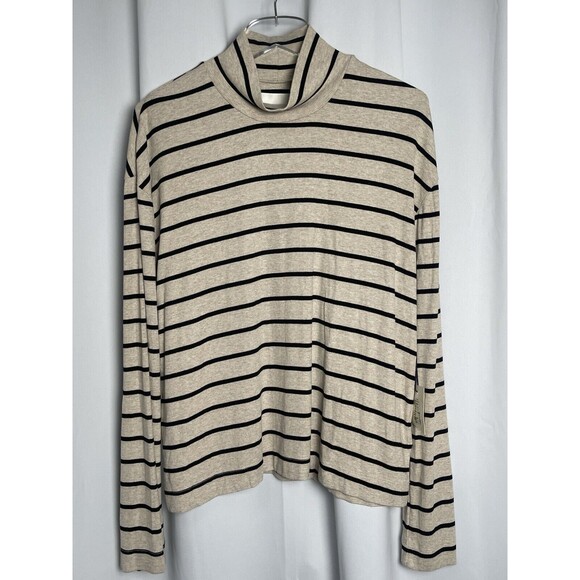 Citizens Of Humanity Selma Turtleneck In Oatmeal Stripe Rinse Sz M New - Picture 3 of 9